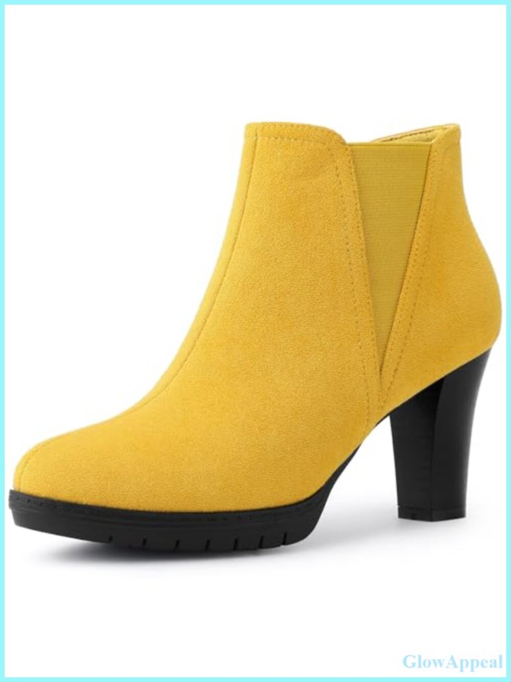 Women's Faux Suede Round Toe Chunky Block Heel Chelsea Ankle Boots